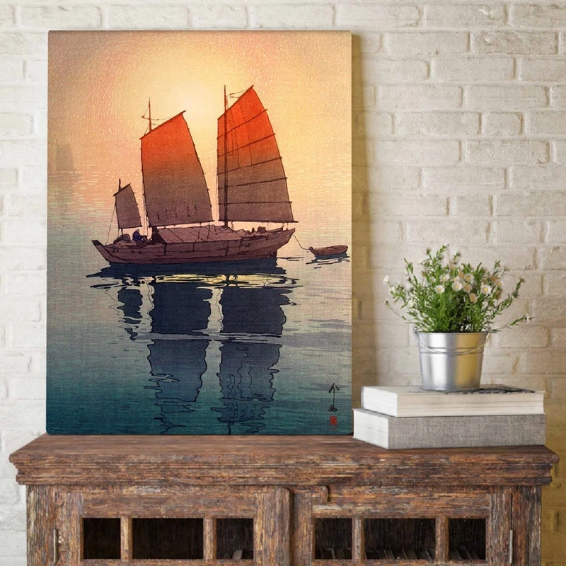 

Vintage Japanese Ship Posters HD Prints Japanese Woodblock Canvas Painting Oriental Illustration Wall Art Pictures Home Decor