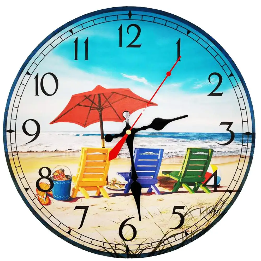 Ретро деревянная стена Clock 12inch кварцевый Бесшумный большой винтажный потертый