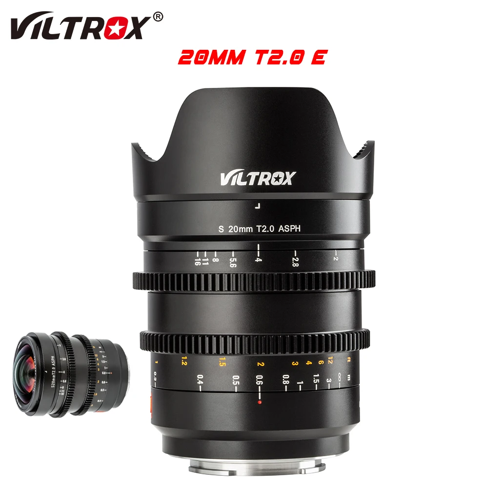 Viltrox 20mm T2.0 E Cine Lens Full Frame Manual Focus Wide-angle Lens MF For Sony E-mount Camera  A9ii A7RIV A7III A7SII