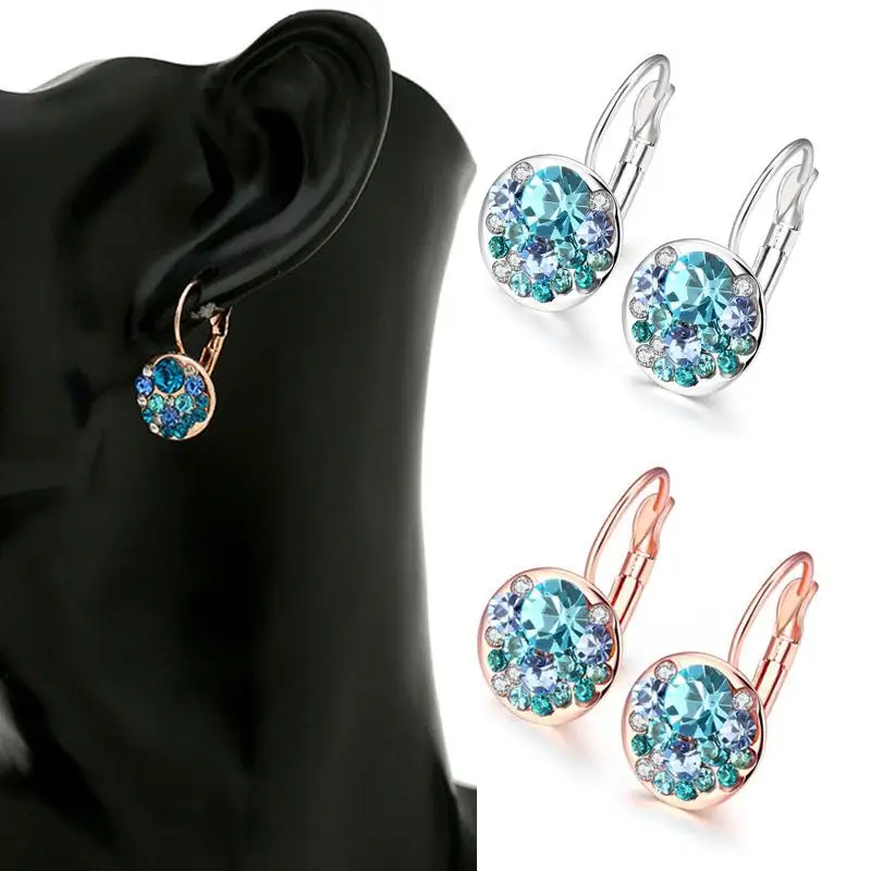 Серьги женские круглые с золотыми камнями гипоаллергенные 1 пара |