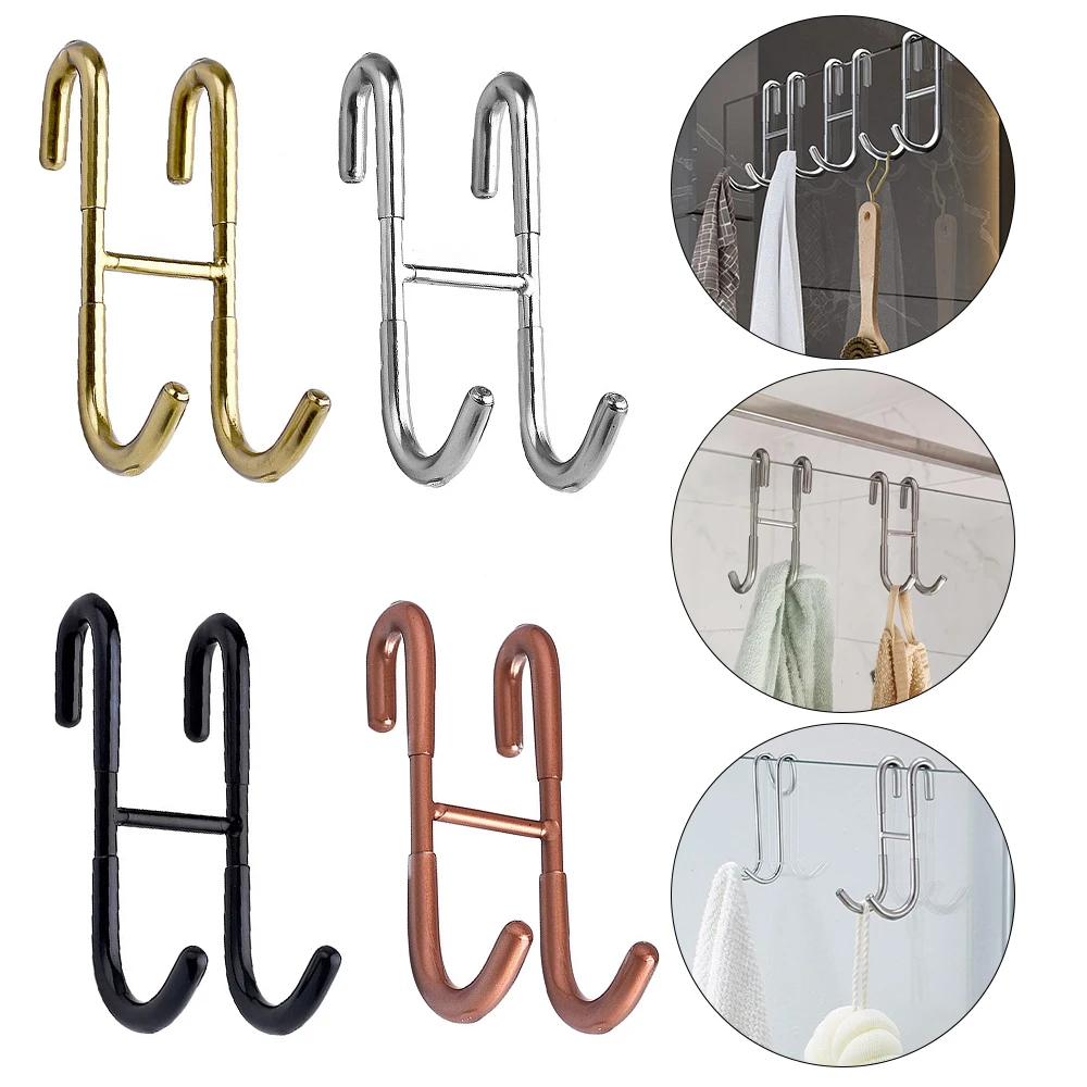 

S-Shape Towel Rack Door Back Hook Hanging Hooks Towel Hooks Stainless Steel Bathroom Kitchen Towel Rag Rack Shelf Hanger