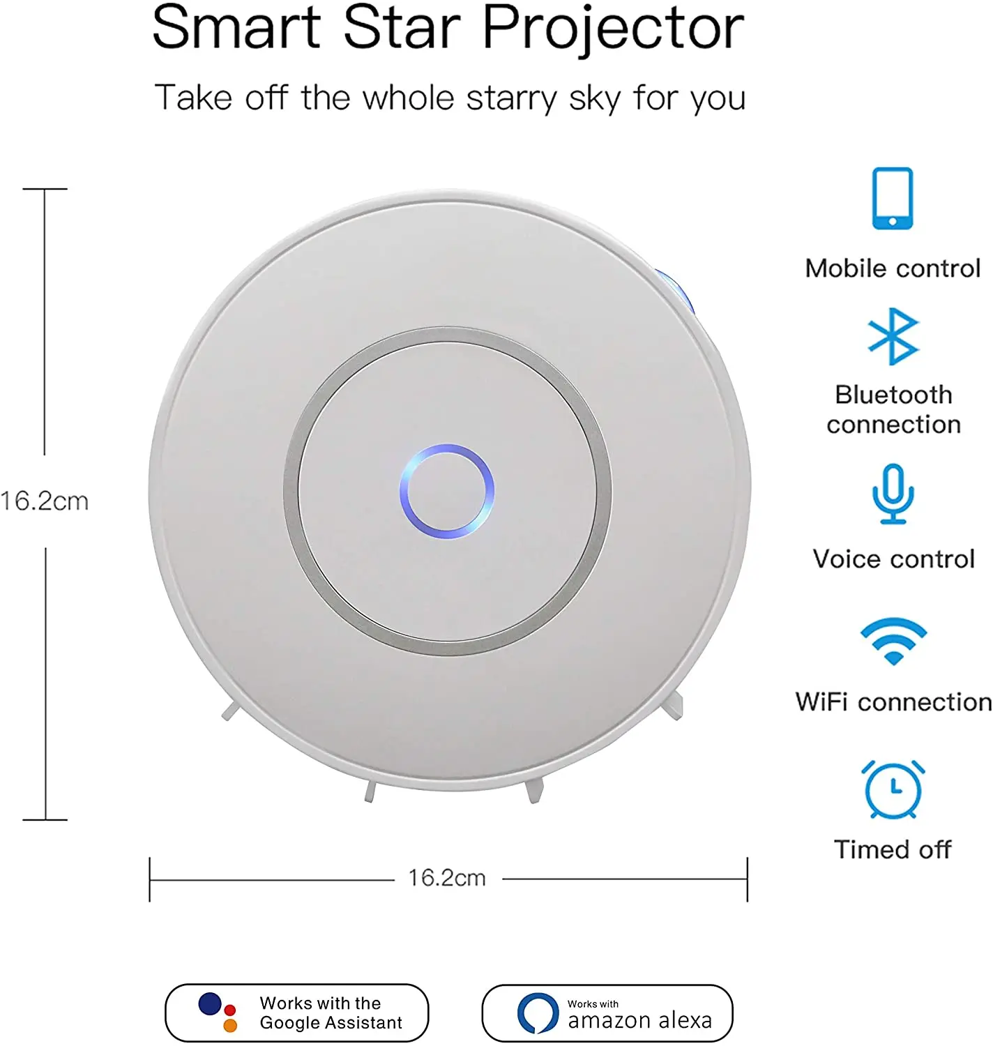 

Smart Sky Projector Compatible With Alexa & Google Home,Voice Control Star Night Light Projector with 3D Nebula,for Kids Adults