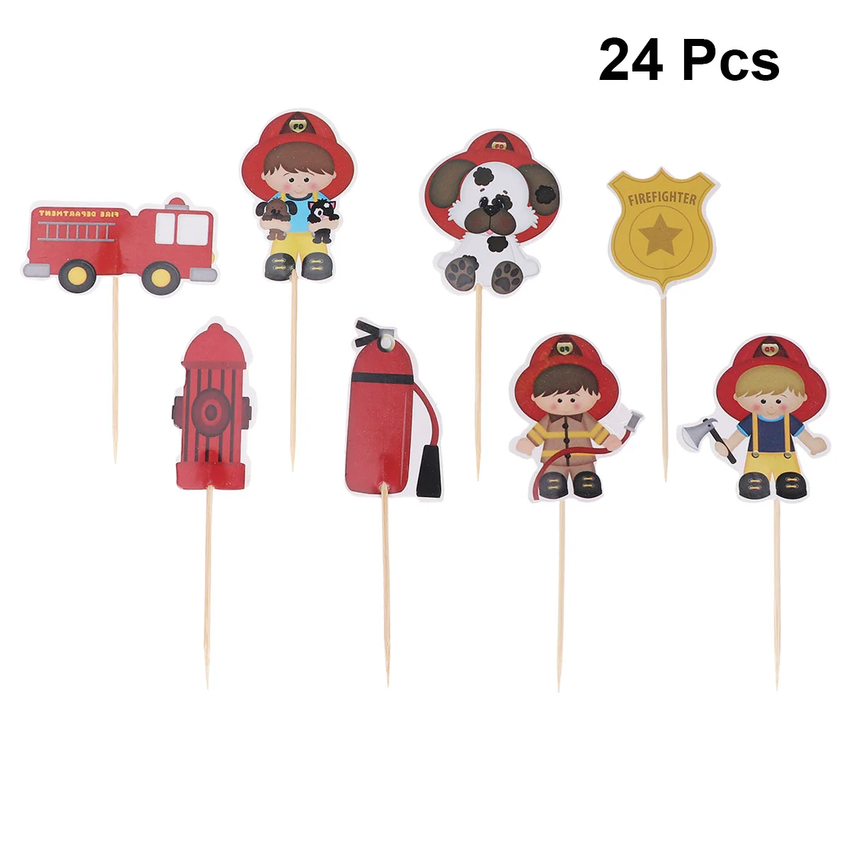 24 шт. топперы для торта пожарная машина медиаторы тортов фруктов украшения