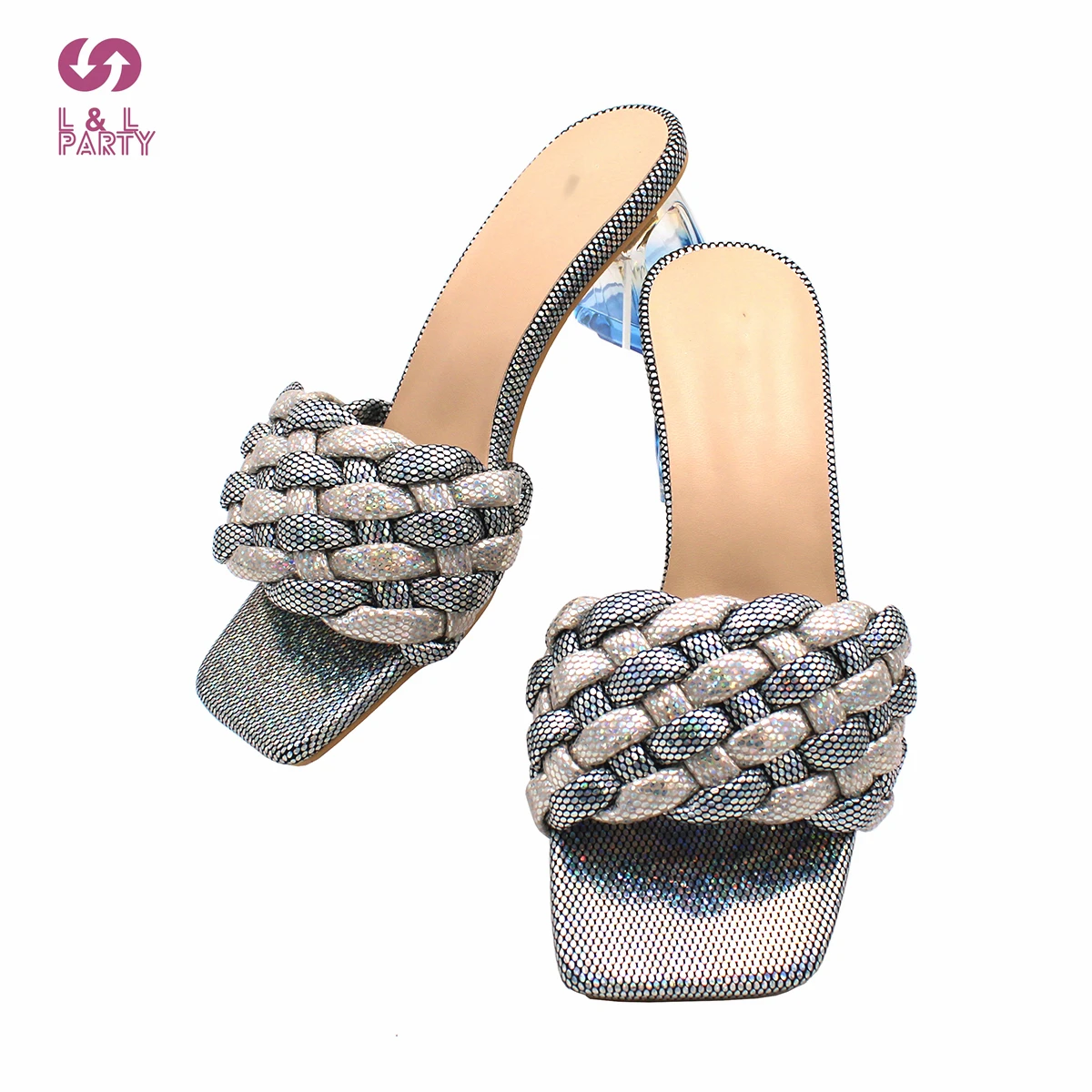 

Черный Цвет нового дизайна с отделкой из искусственной кожи плетёные туфли-лодочки прозрачные Босоножки на каблуке тапочки для нигерийских дамы