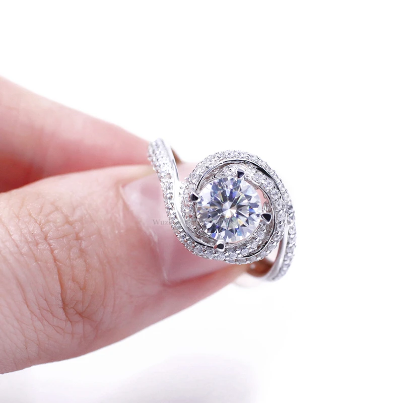 Tianyu драгоценные камни серебряные кольца для свадебной вечеринки 5 0 мм Муассанит