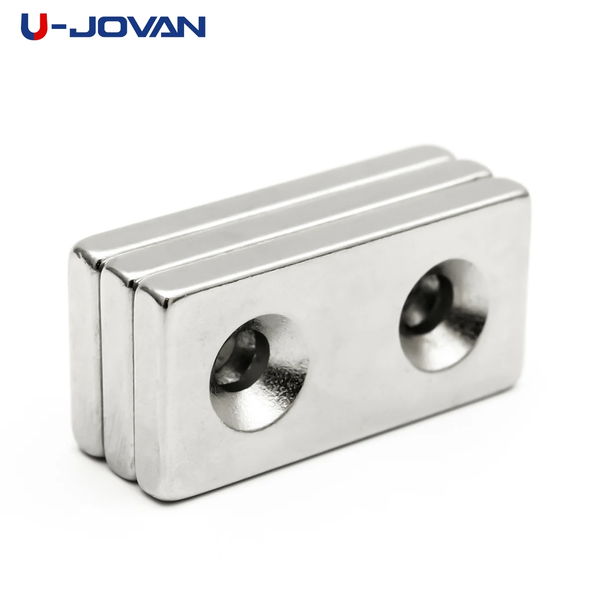 

U-JOVAN 2 шт. 40x20x5 мм двойное 5 мм Отверстие N35 блок потайной Неодимовый Постоянный Магнит Сильные магниты 40*20*5-5 мм