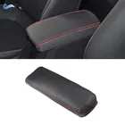 Черно-красная линия для Toyota Corolla 2021, кожаный подлокотник из микрофибры для внутренней консоли автомобиля, защитная отделка
