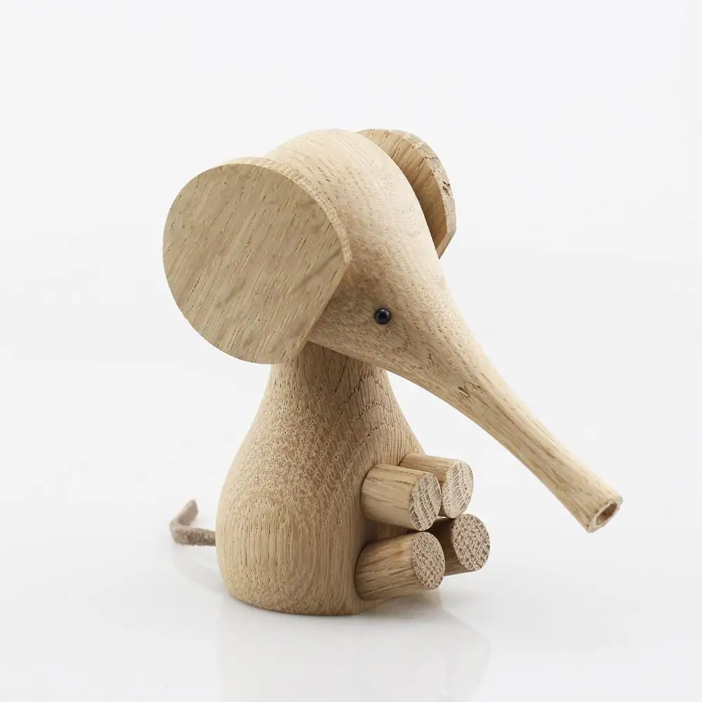 Скандинавский твердый дуб деревянный слон теленок миниатюрные креативные