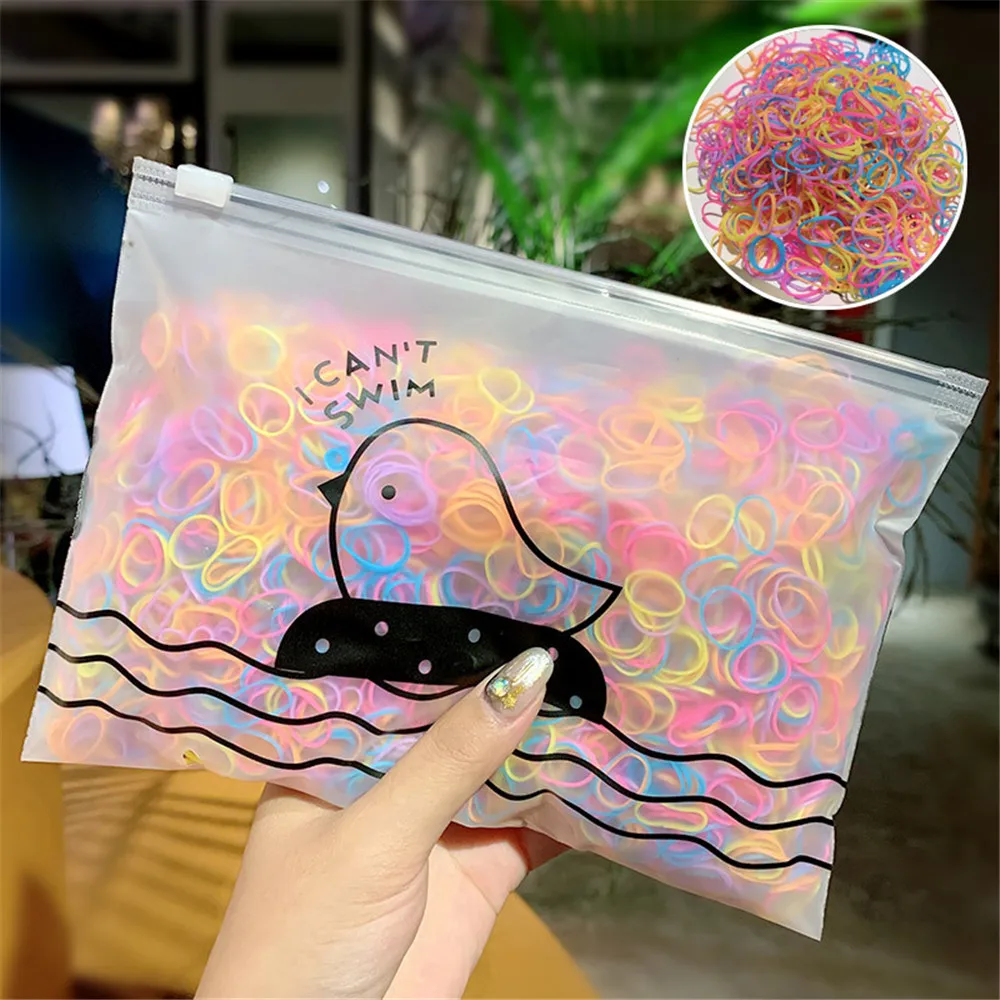 Женские разноцветные маленькие Одноразовые эластичные резинки для волос 1000