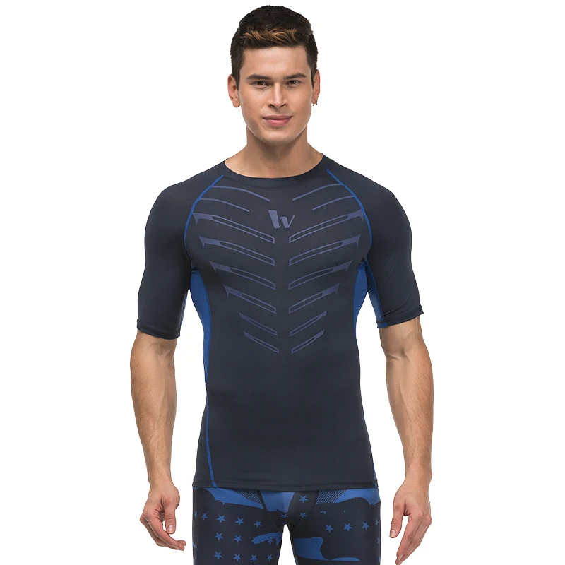 VANSYDICAL Мужская рубашка для бега с коротким рукавом камуфляжная компрессионная