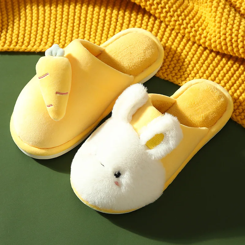 Winter Womens Slippers Fluffy Fur Rabbit Radish Pantufa Home Platform Shoes Couple Zapato De Mujer Flats Warm Claquette Femme