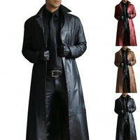 spring autumn faux leather coat men jackets coat streetwear mens clothing casual plus size black brown long jacket overcoat