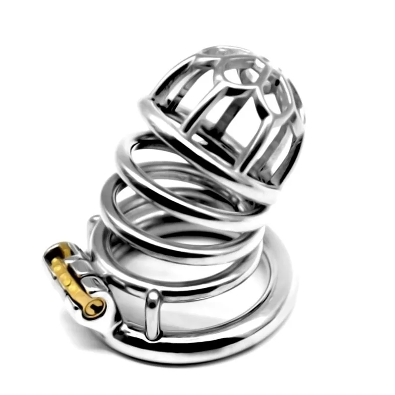 

Stainless Steel Male Chastity Device Cock Cage Penis Ring Metal Lock Belt Urethral Catheter Barbed Ring Sex Toys for Men CC209