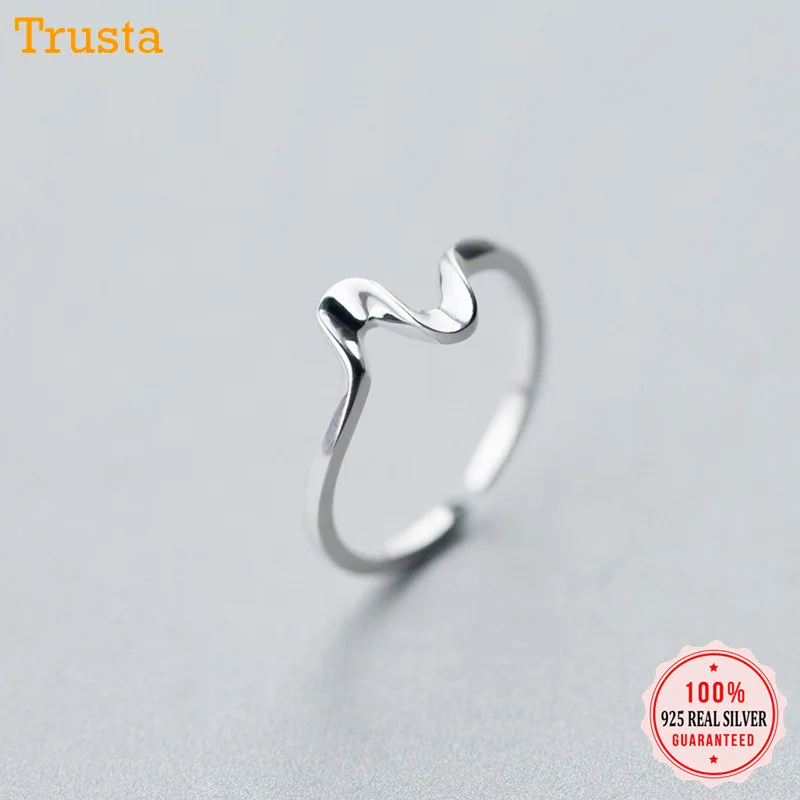 Женское кольцо с волнами Trustdavis минималистичное регулируемое из 100% стерлингового