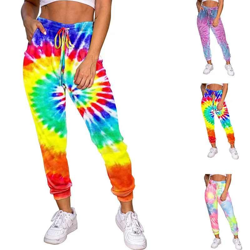 

Tie Dye Vortex Printed Sweatpants Fashion Harajuku Jogger Pants Colorful Psychedelic Track Pants Slim Streetwear Women Trousers