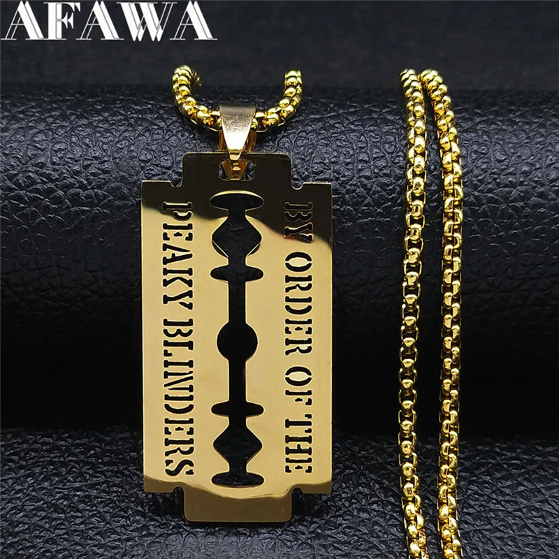 

Blade Stainless Steel Long Necklace Men/Women Gold Color BY ORDER OF THE PEAKY BLINDER Necklaces Jewery collier N2243S03