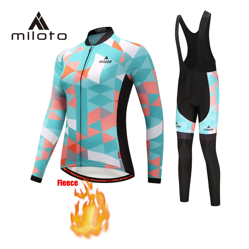 

Женская одежда для велоспорта Miloto, зимний комплект из Джерси с длинным рукавом и флисовой подкладкой, униформа на заказ для велоспорта