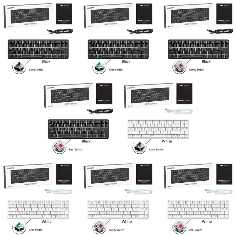 Wired Bluetooth 68 Keys with Anti-ghosting Design Mechanical Keyboard for Ajazz K680t Different Backlight Modes Type C 1000mAh R |