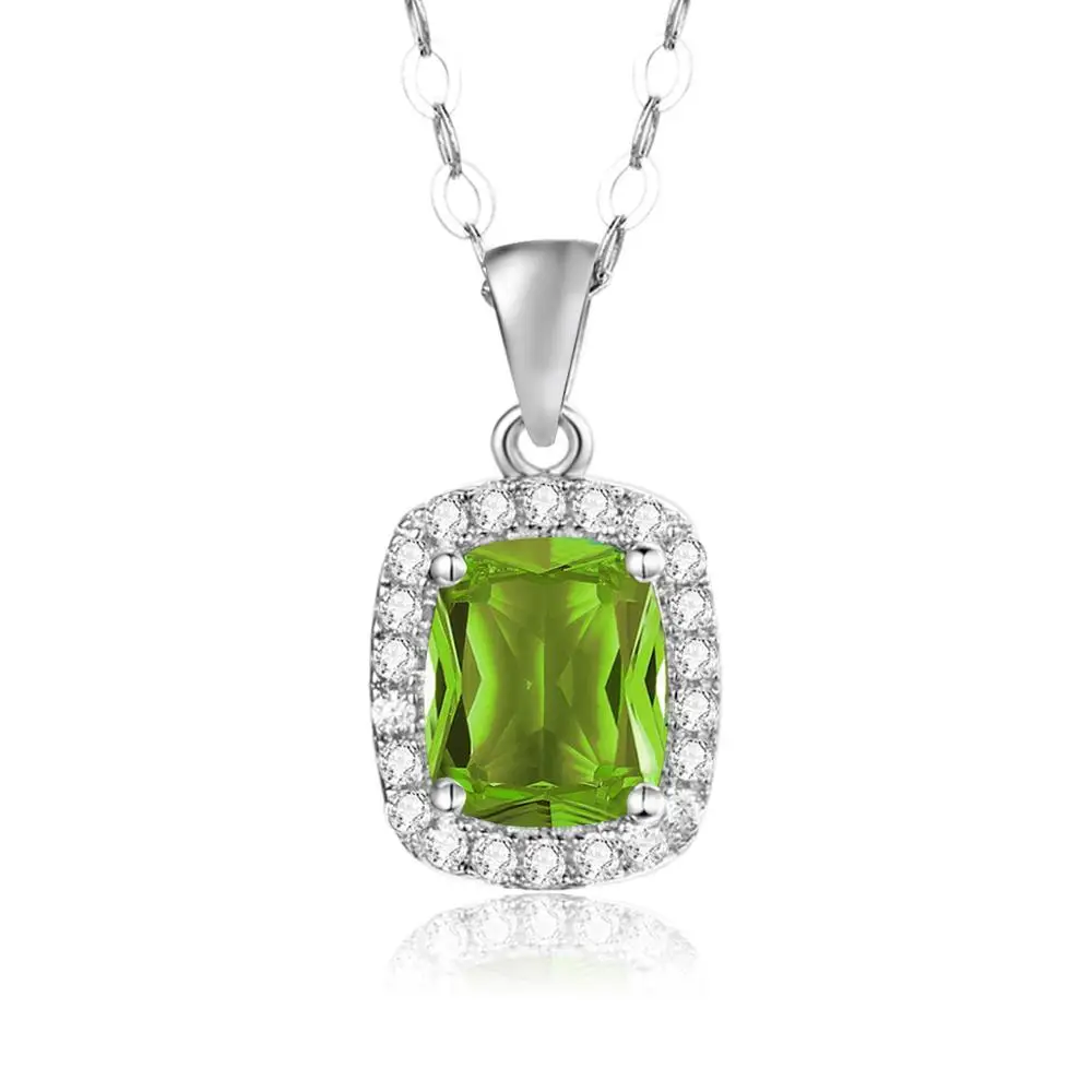 

Szjinao Green Peridot Necklace Pendant 925 Sterling Silver 14k White Gold Jewelry Charm Cute With Diamonds Gemstone Jewellry
