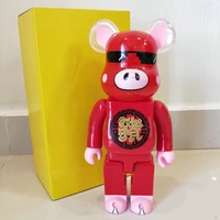 bearbricklys 400 28cm mascot red pig pvc action figures blocks bear dolls decoration models friends toys christmas gifts