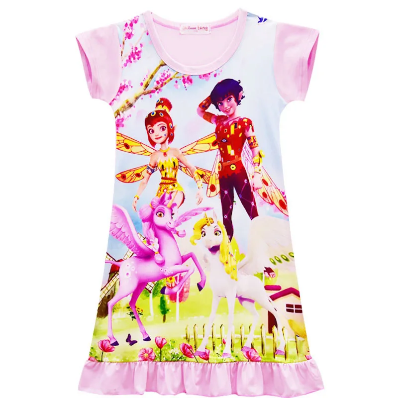 

Mia and Me Graphic Tee Girls Casual O-neck Dresses Nightdress Kids Dresses for Girls Mia and Me Nightdress Flower Girl Dresses