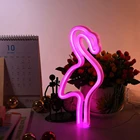 Неоновый светильник, светодиодный ночник в форме розового фламинго для украшения помещений, праздничная, Рождественская, вечерняя, свадебная подсветка