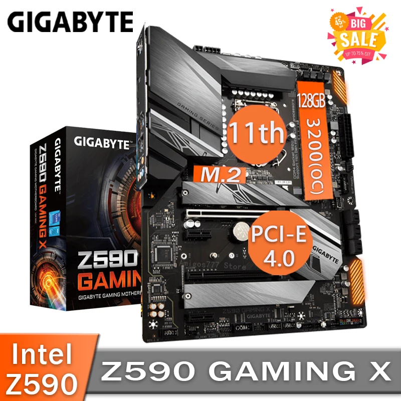 Online LGA 1200 Gigabyte Z590 GAMING X Motherboard DDR4 128GB M.2 SSD Gaming ATX Unterstützung 10th/11th-Gen Cpu Intel Z590 Placa-Mãe 1200