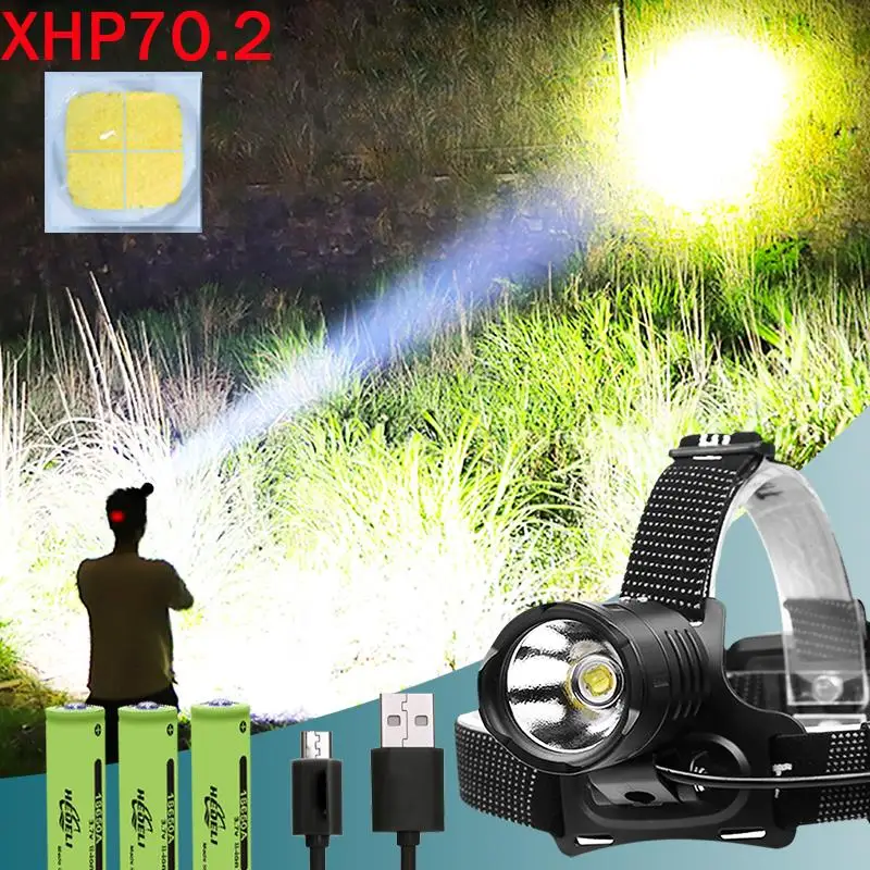 Самый мощный Xlamp xhp70.2 светодиодный налобный фонарь usb 18650 перезаряжаемый Головной