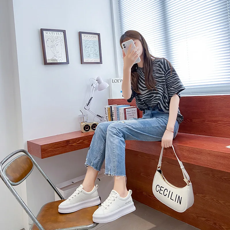 Fall 2021 new breathable white shoe female han edition ins tide sandals increased thick bottom loafers BF - 009