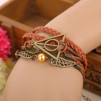 new trend fashion hot film surrounding death sacry wings leather rope wild bracelet accessories
