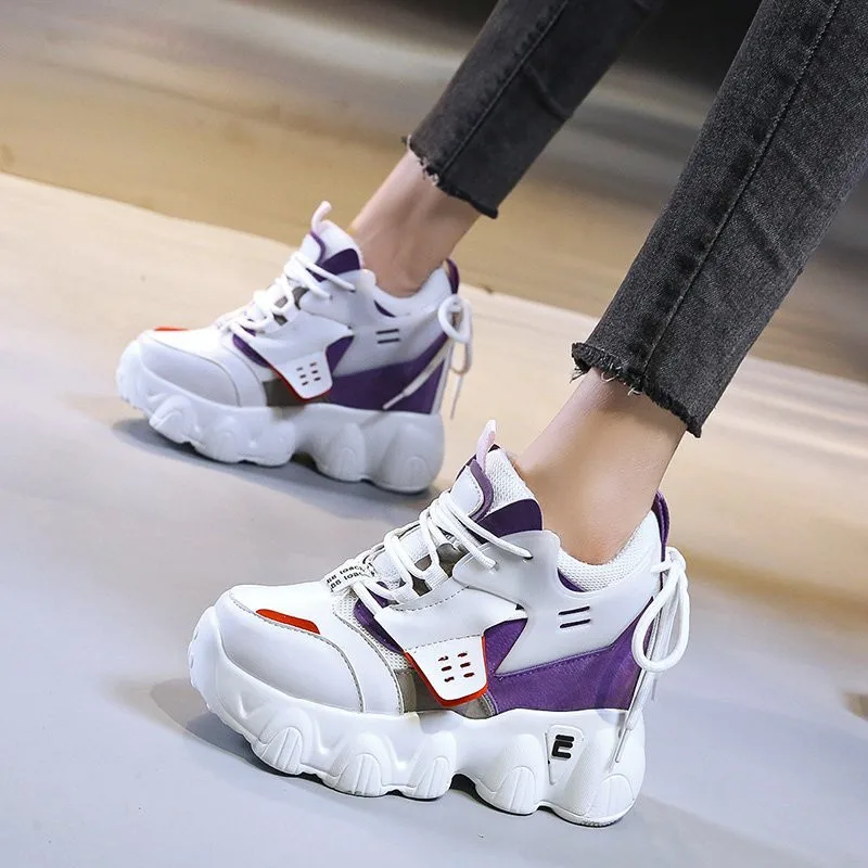 

Женские Дизайнерские кроссовки на платформе, повседневная обувь на массивной подошве, на шнуровке, белые, размеры 34-39