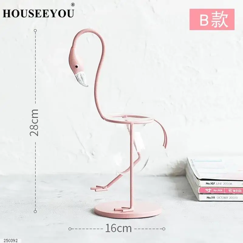 Розовая стеклянная настольная Гидропоника в форме фламинго растение бонсай