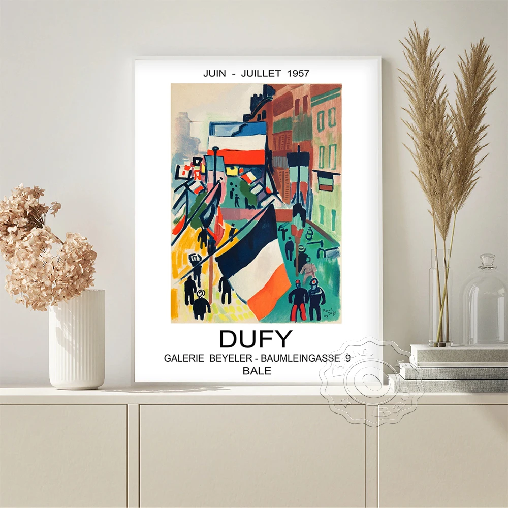 

Raoul Dufy Exhibition Museum Poster Street Decked With Flag Art Prints Wall Stickers Living Room Canvas Painting Home Decor Gift