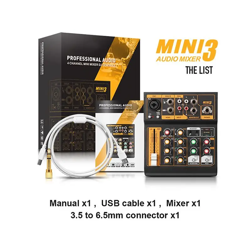Мини Портативный 4 канала USB Микшер Live Studio аудио микшерный пульт DJ звук DC 48 В усилитель для караоке KTV матч вечерние музыка