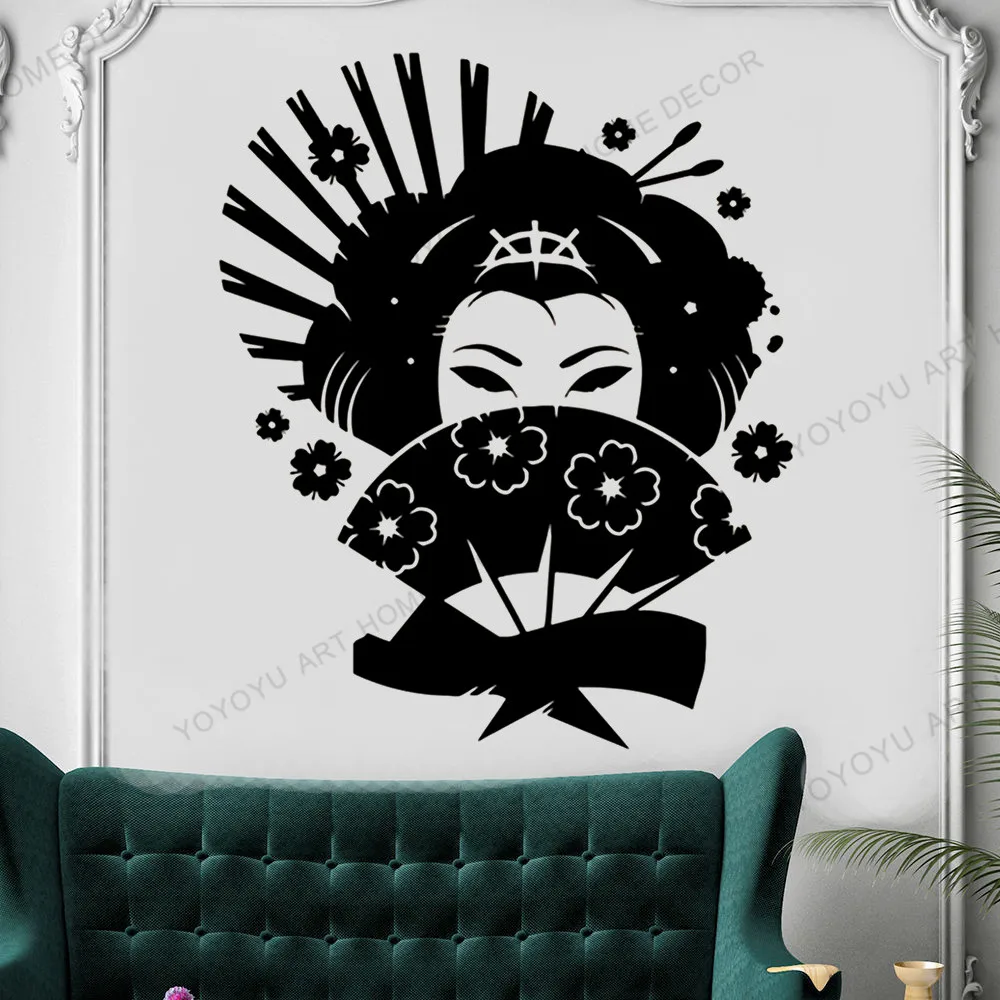 

Классическая Японская женщина, наклейка на стену, Оформление интерьера дома, виниловый постер для украшения стен, съемный JC274