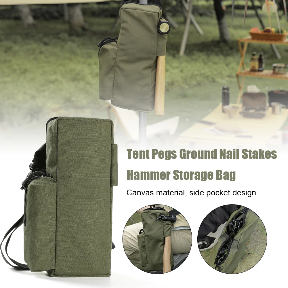 

Tent Peg Bag Camping Tools Storage Bag Portable Tent Stake Bag Canvas Ground Nail Hammer Stake Pegs Organizer Camping Accessorie