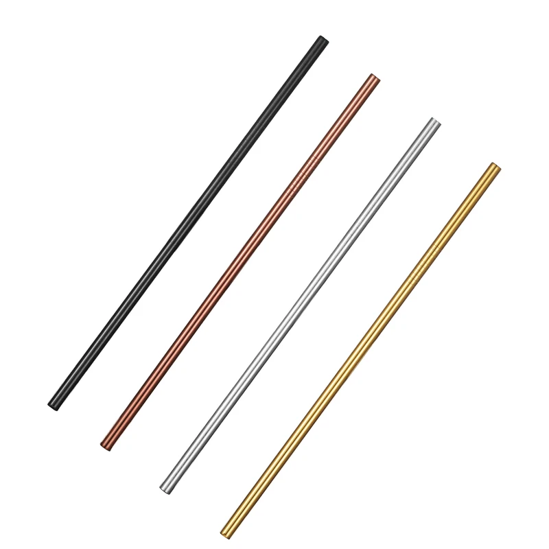 

304 stainless steel straws color environmental protection metal straight straw cocktail juice cold drink curved straw milk