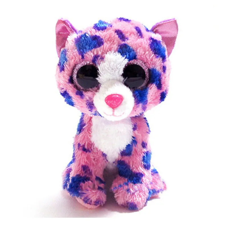 

New Ty Beanie Big Eyes 6" 15 CM Pink Spotted Cat Plush Stuffed Cute Animal Collected Toys Doll Boy Girl Birthday Christmas Gift