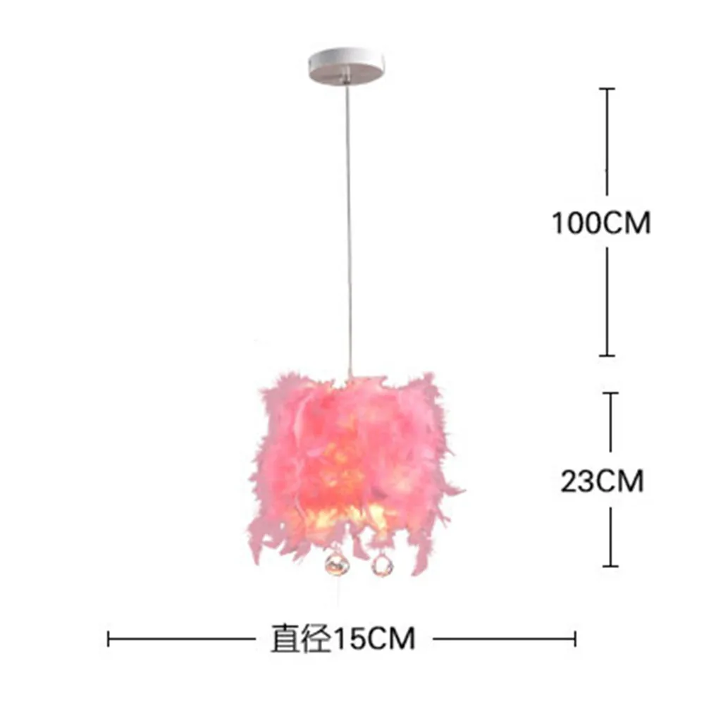 

Nordic Pink White Feather Crystal Princess Bedroom Pendant Lights Romantic Wedding Decoration Led Hanging Lamp Children Fixtures