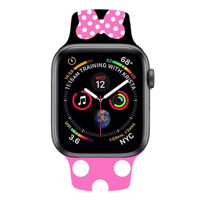 Ремешок с принтом для Apple watch band 44 мм 40 iWatch 42 38 силиконовый спортивный браслет