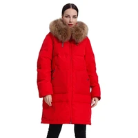 women down jacket real fur female cotton plus coat outwear windproof quilted quality warm waterproof hood ladies clothes 35 255