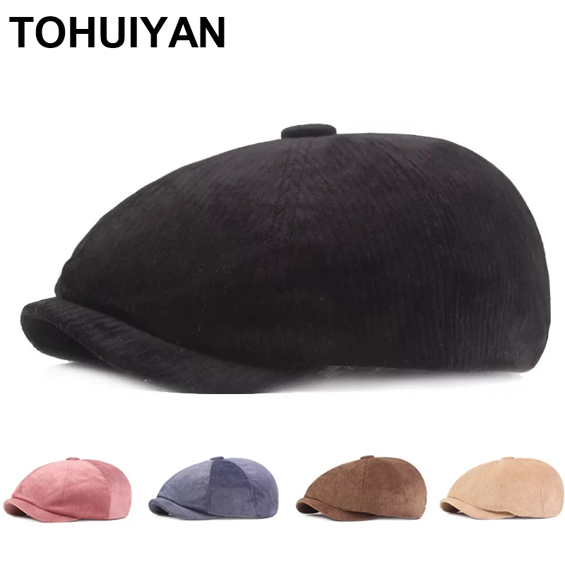 

2021 Plain Octagonal Hat For Women Summer Autumn Cool Newsboy Cap Men Casual Chapeau Gatsby Caps Ladies Fashion Beret Hats