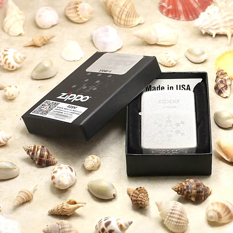 

Genuine Zippo oil lighter copper windproof White frosted Snow flake cigarette Kerosene lighters With anti-counterfeiting code