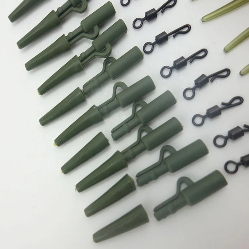 

40 Pcs Carp Fishing Accessories Lead Clip Quick Change Swivel Tail Rubber Anti-Tangle Sleeves for Carp Rig Coarse Fishing Tackle