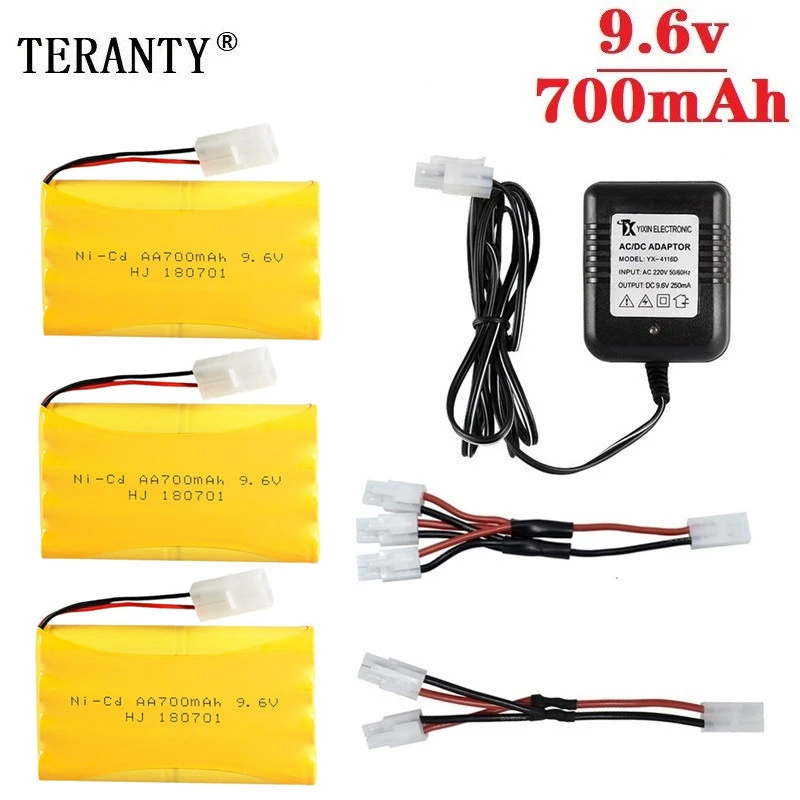 ( H Model ) Ni-CD 9.6V 700mah Battery + 9.6v Charger For Rc toy Car Tank Train Robot Boat Gun AA Rechargeable Pack | Электроника