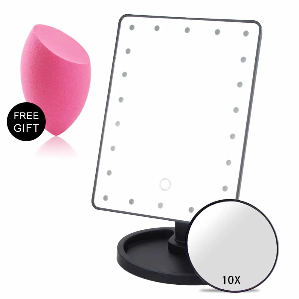 Светодиодный зеркало для макияжа с беспроводной зарядкой 16/22 ламп освещенный