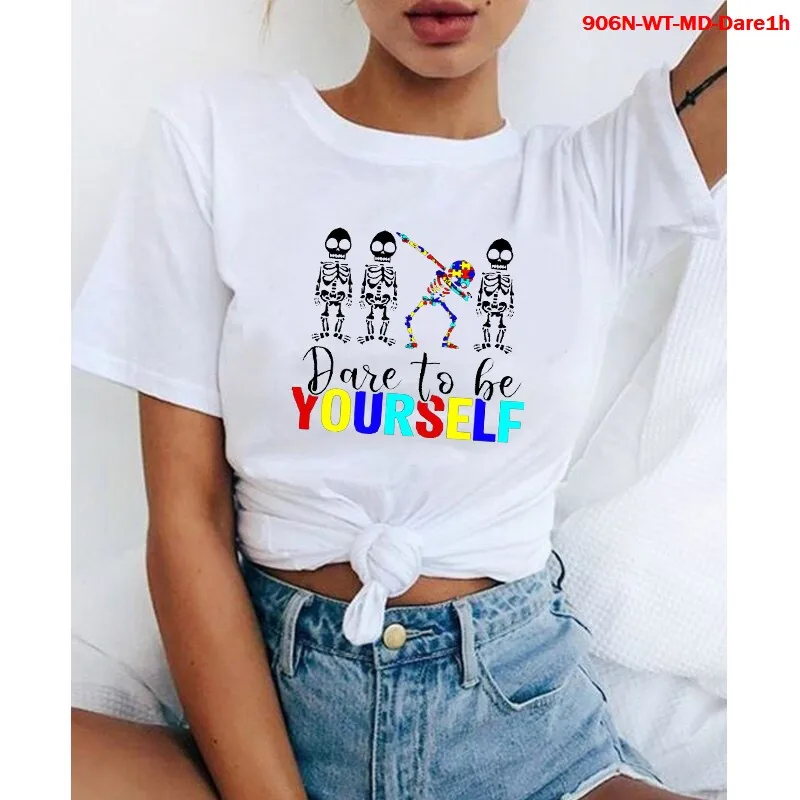 

Graphic Tees Tshirt Aesthetic Dare To Be Yourself Harajuku Women T-shirts Ladies Tops Tee Shirt Streetwear Female Kawaii Tshirt