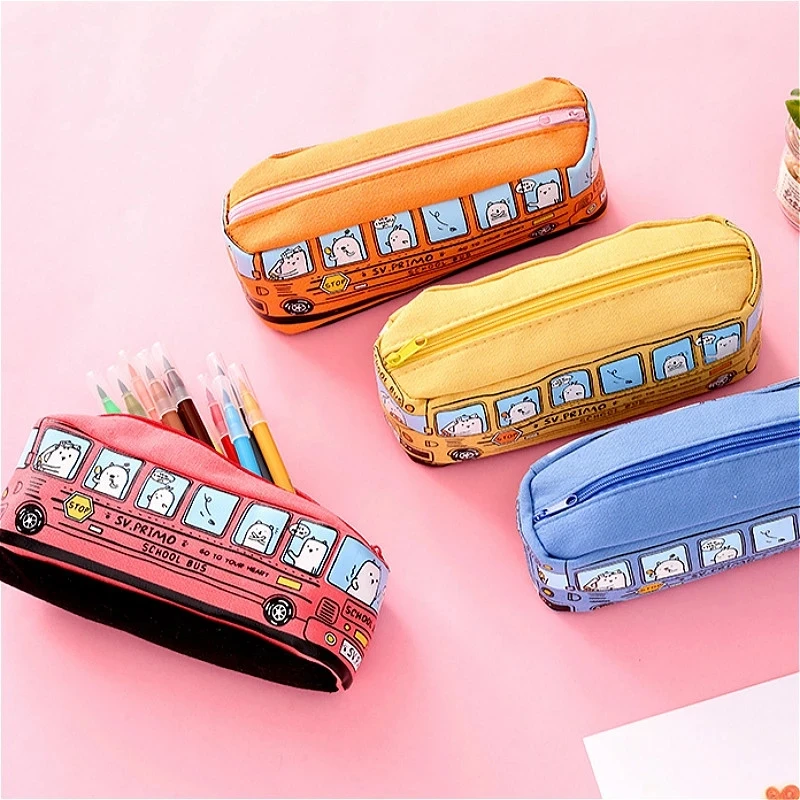 

School Bus Pencil Case Cartoon Pen Bag Box for Kids Gift Cosmetic Stationery Pouch School Supplies