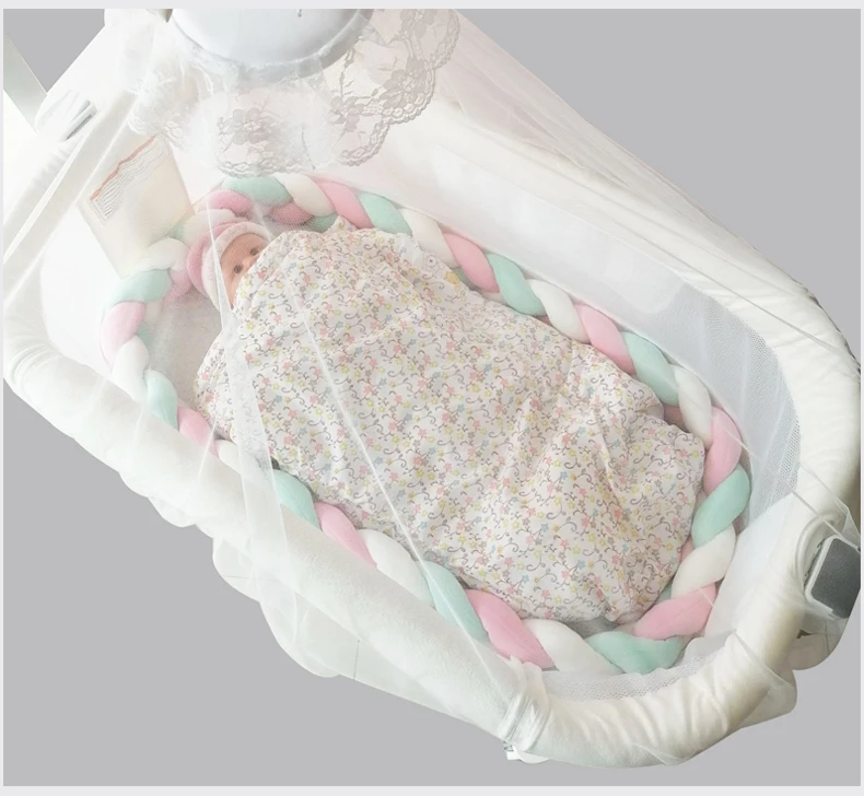

3M Length Baby Anti-Collision Bed Bumper Crib Protector Soft Knot Braided Pillow Cushion cot bedding