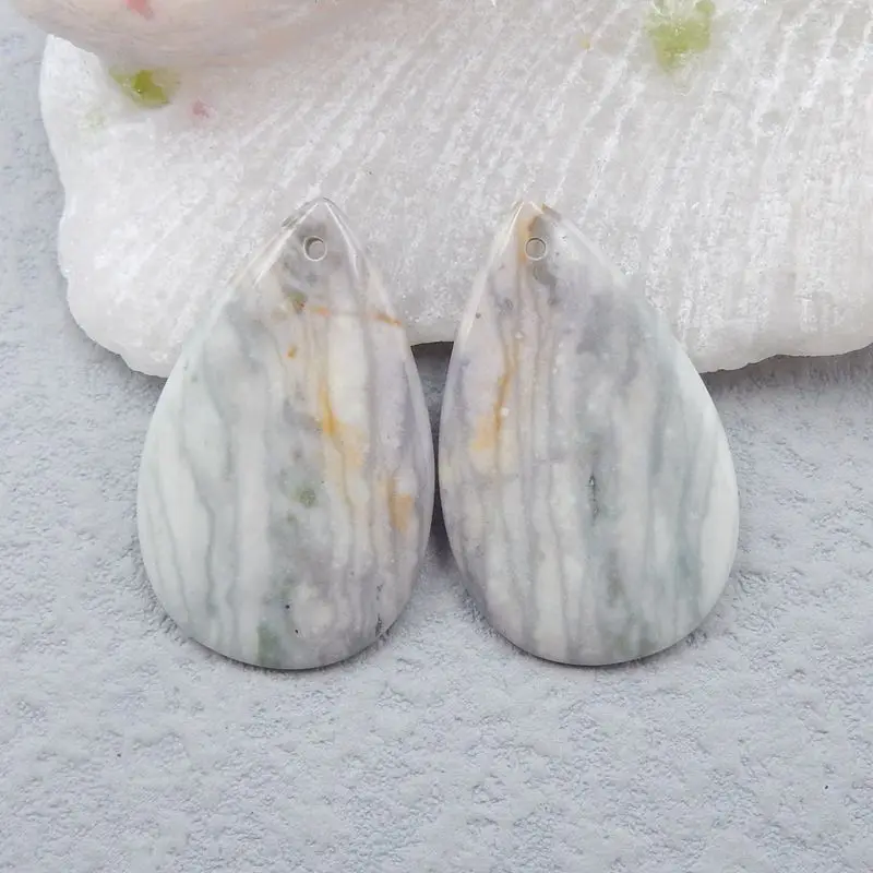 

Natural Stone Wave Jasper Earrings Beads 32x20x4mm 6g Fashion Handmade Jewelry For Women Earrings